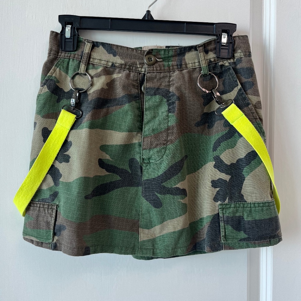 Furst of a Kind Camo Mini Skirt w/ Neon Straps & Name Patch
